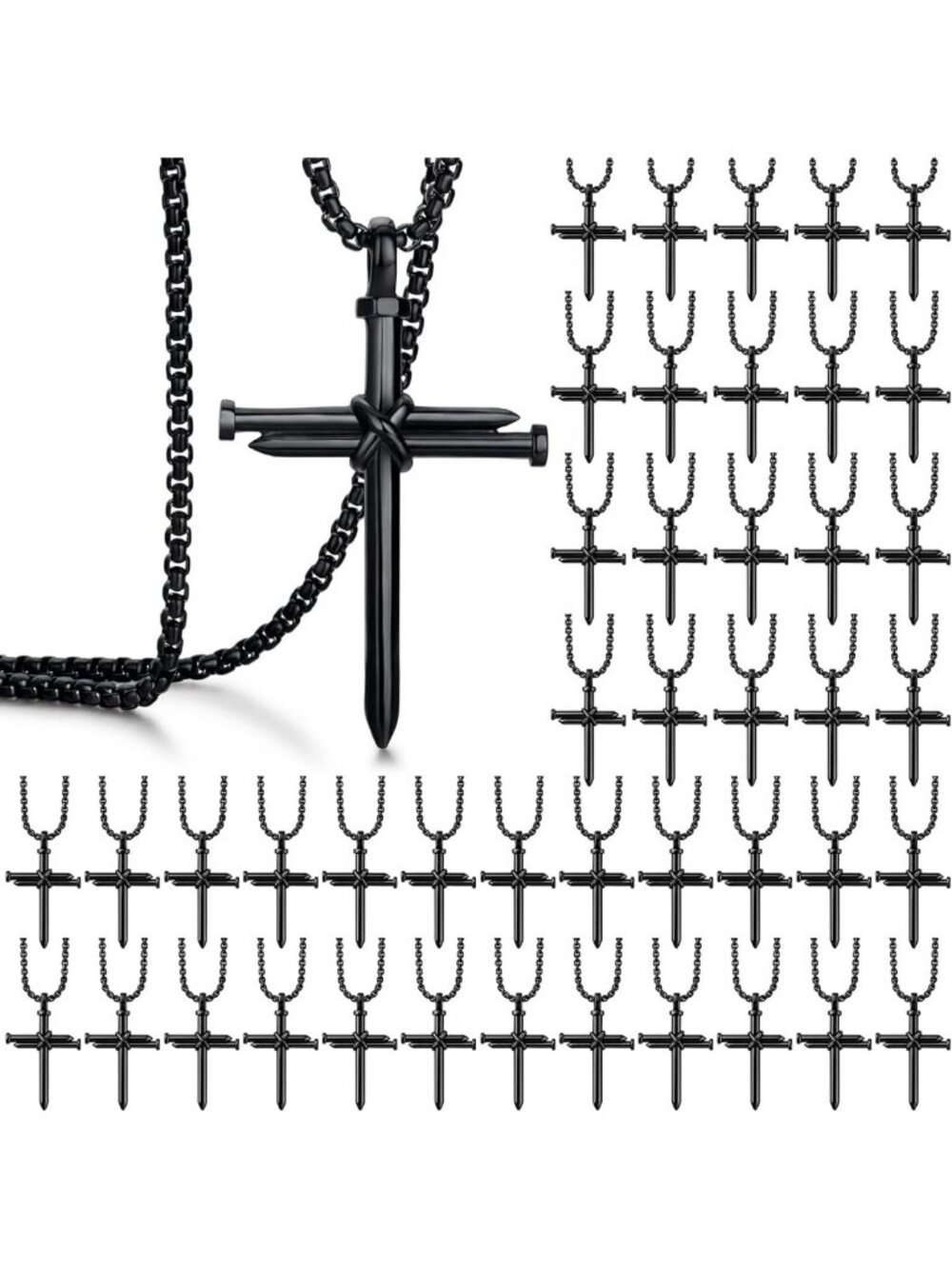 Stylish Cross Chain Necklace for Men - 3 Nail Design, Christian Jewelry Gift